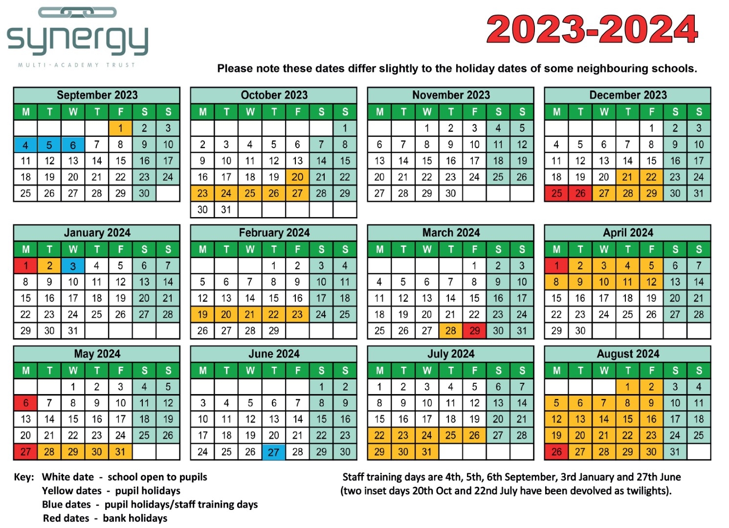 Synergy Term Dates 2023-2024